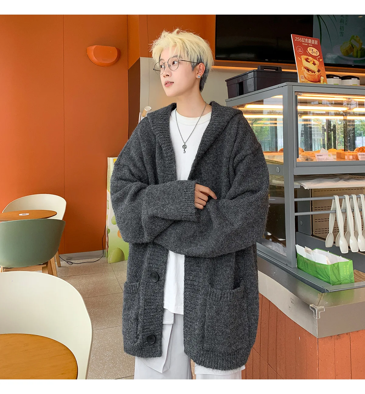 Autumn Winter Knitted Cardigan Hooded Sweater for Men Korean Fashion Vintage Harajuku Hoodie Jacket Coat Y2k Streetwear Men