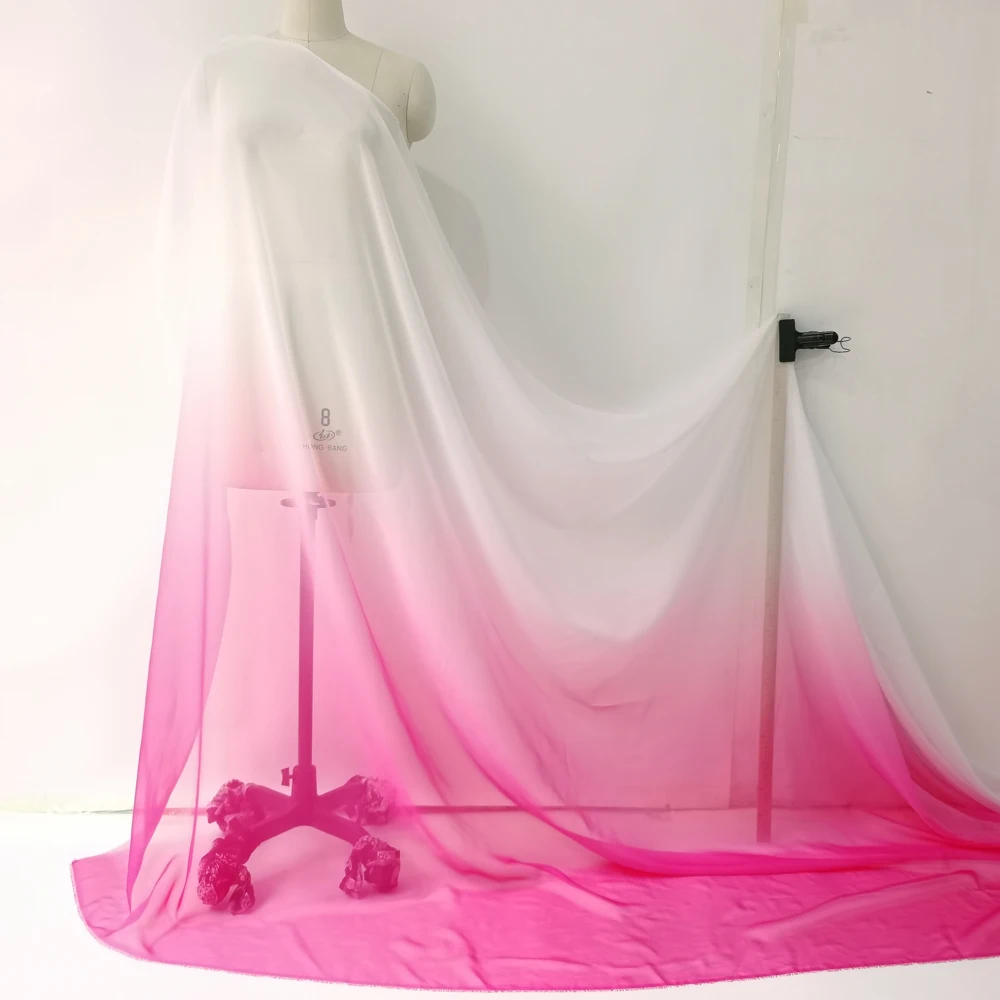 Farbverlauf-Imitat-Seidenstoff 30D Chiffon-Gewebe für Kleider, 2-Farben-Stoff für Tanzkleidung, Hochzeitsstoff Meterware – Detail 10