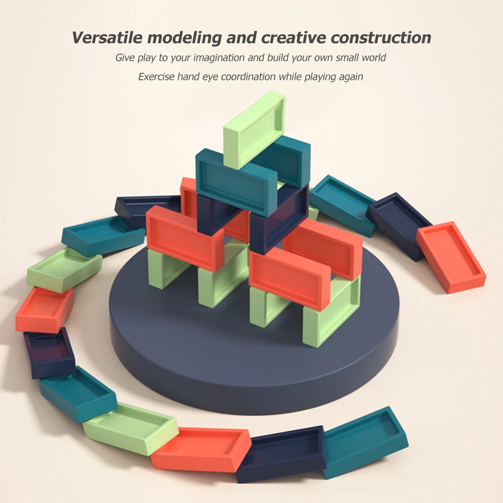 Domino's Stapelspellen met licht en geluid Kleurrijke dominostenen Blokken Knockdown Domino's Spelspeelgoed voor kinderen