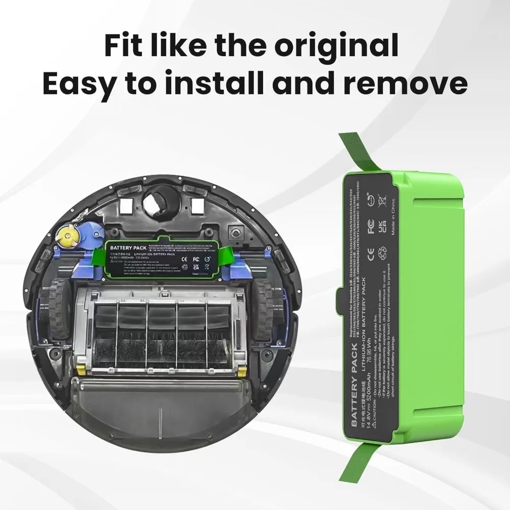 

5200mAh 14.4V Lithium Ion Replacement Battery Compatible with iRobot Roomba 510 520 530 600 700 800 900 Vacuum Cleaner