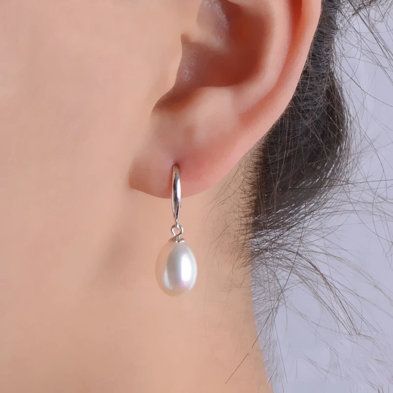 Real Freshwater Gray Pearl Earrings For Women,wedding 925 Silver Black Natural Pearl Earring Girl Birthday Gift