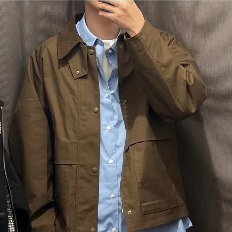 

Повседневная рабочая куртка на молнии, новая весенне-осенняя мужская свободная молодежная куртка-парка с множеством карманов, не требующая глажки...