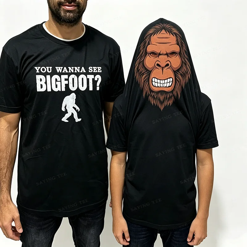 Willst du Bigfoot sehen? Lustiges Flip-Shirt Sasquatch T-Shirt - Bigfoot Shirt - Y2k Humor Neuheitengeschenk für Männer Weiches Baumwoll-T-Shirt – Detail 5