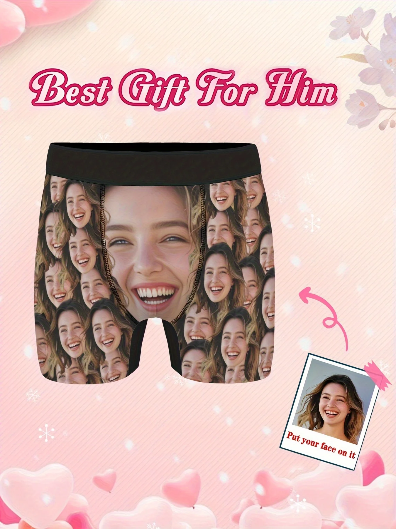 Custom Photo Underwear for Men with Personalized Face/Photo Replacement - Funny Novelty Gift Suitable for Husband, Boyfriend