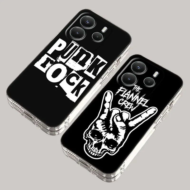 

Cool Punk Bands Rock Phone Case For Xiaomi Redmi 14C 13C 12C 10C Cover for Redmi Note 14 13 12 11 10 9 8 Pro Plus 4G Clear Funda
