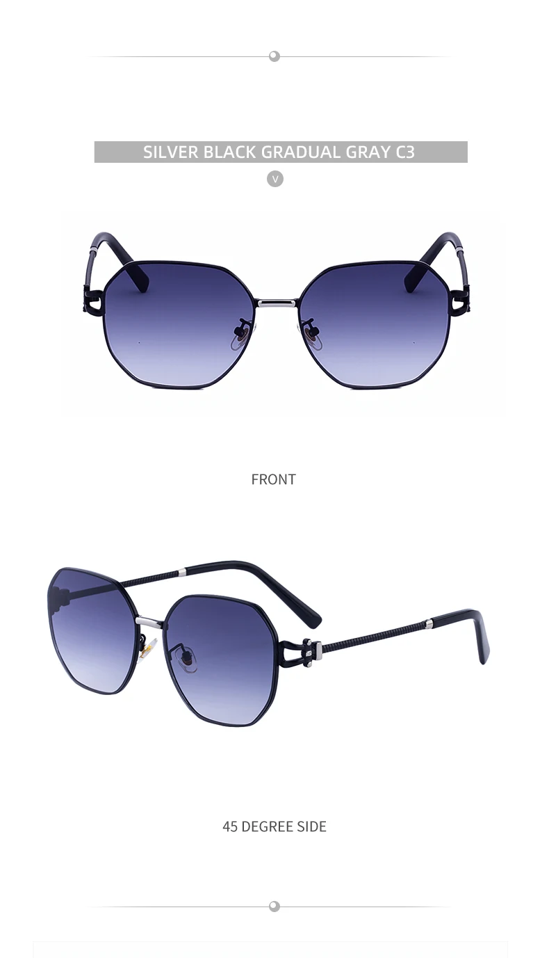 Übergroße quadratische Sonnenbrille für Damen – Luxusmarke 2026, Punk-Metallrahmen, Polygon-Sonnenbrille für Damen, modische Eyewear-Shades – Detail 15