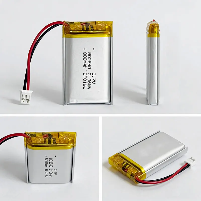 802540 3.7V 800mAh 2.9Wh Li-Polymer Battery Rechargeable Lithium Batteries Lipo PH2.0 Plug for Atomiser Demister Recorder Smart