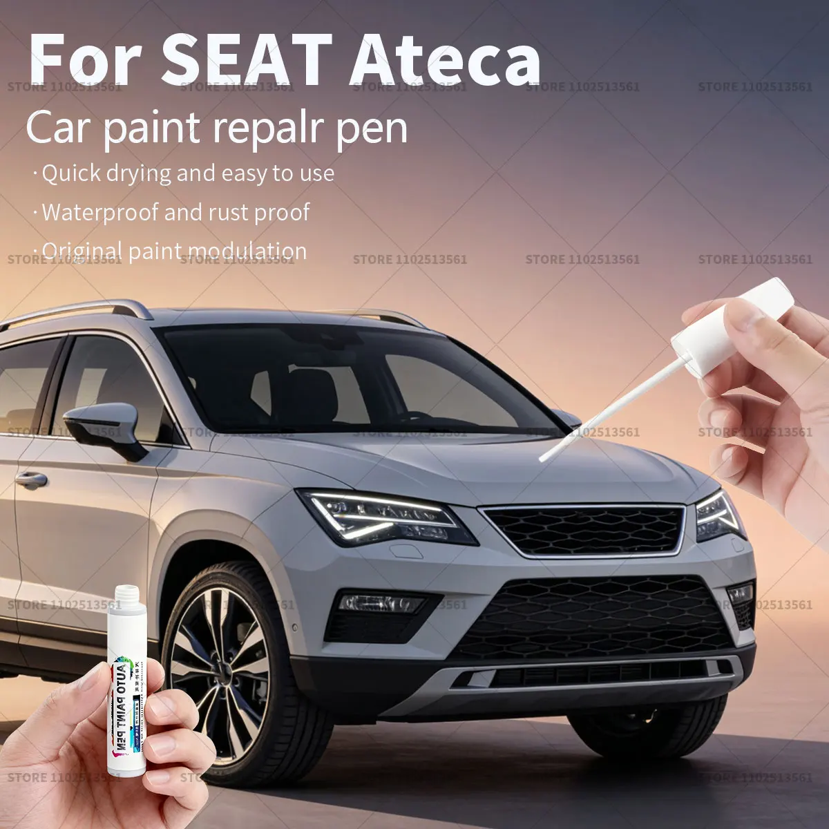 

Ручка для ремонта автомобильной краски для 2016-2025 SEAT Ateca, аксессуары для ремонта царапин, белый, синий, серый, черный, белый, серебристый, красный