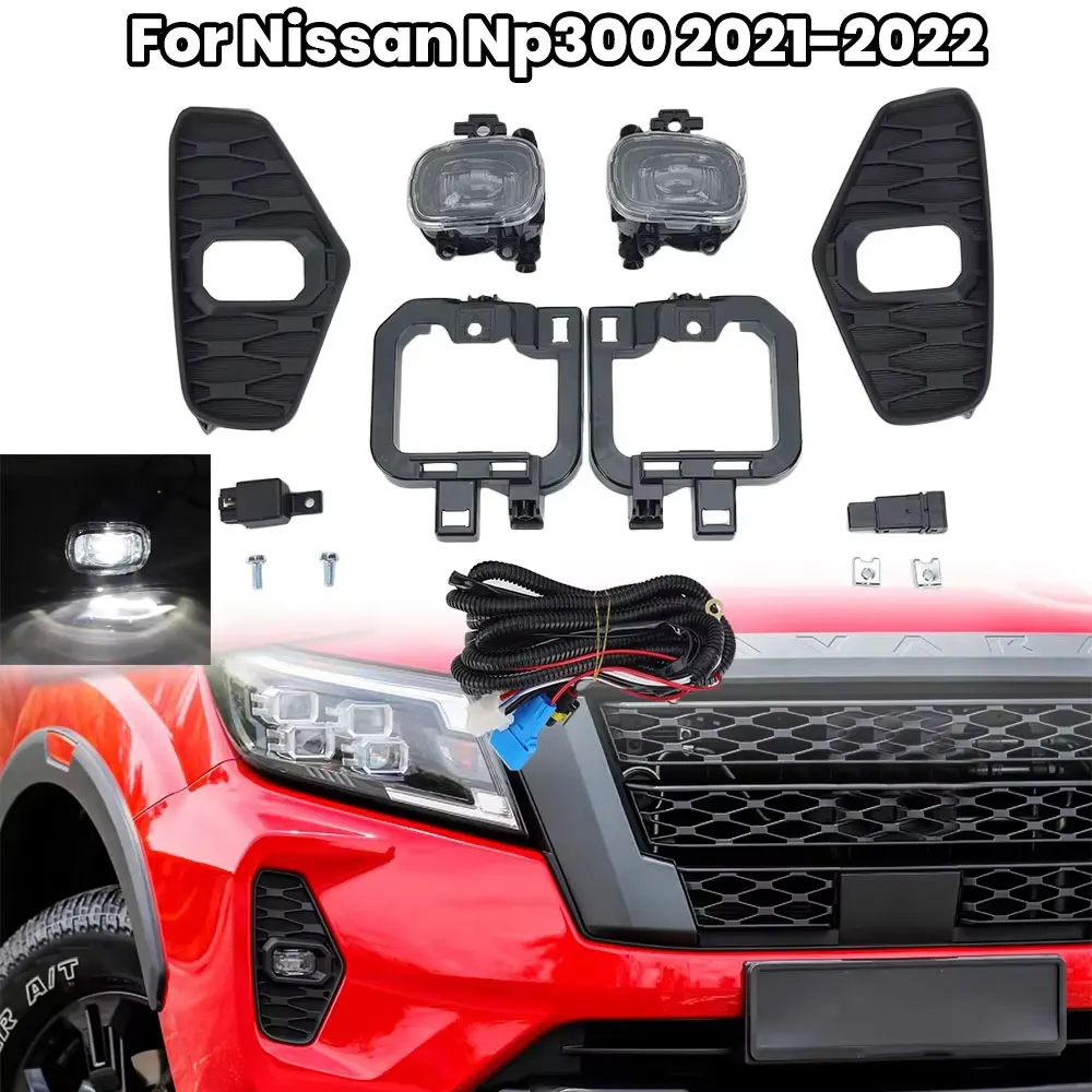 

LED Fog Lamp foglights For Nissan Navara NP300 Frontier 2020 2021 2022 headlight foglight cover frame wiring kit Driving Lamp