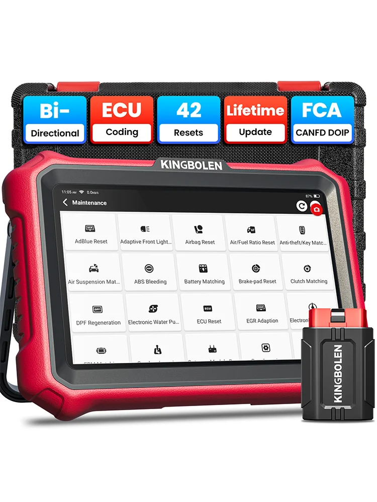 [Lebenslange kostenlose Updates] 8-Zoll KINGBOLEN K8 PRO (CAN-FD & DoIP) – Diagnosegerät für alle Systeme deutscher Fahrzeuge, Online-ECU-Codierung, Aktive Tests, 34 Service-Funktionen