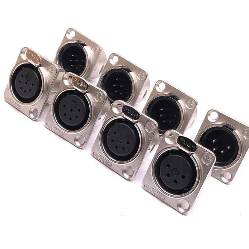 3 4 5 6 7 Pin XLR Power Amplifier Panel Socket Copper XLR Male Female Square Connector Zinc Alloy Caon Audio Video Seat Sockets