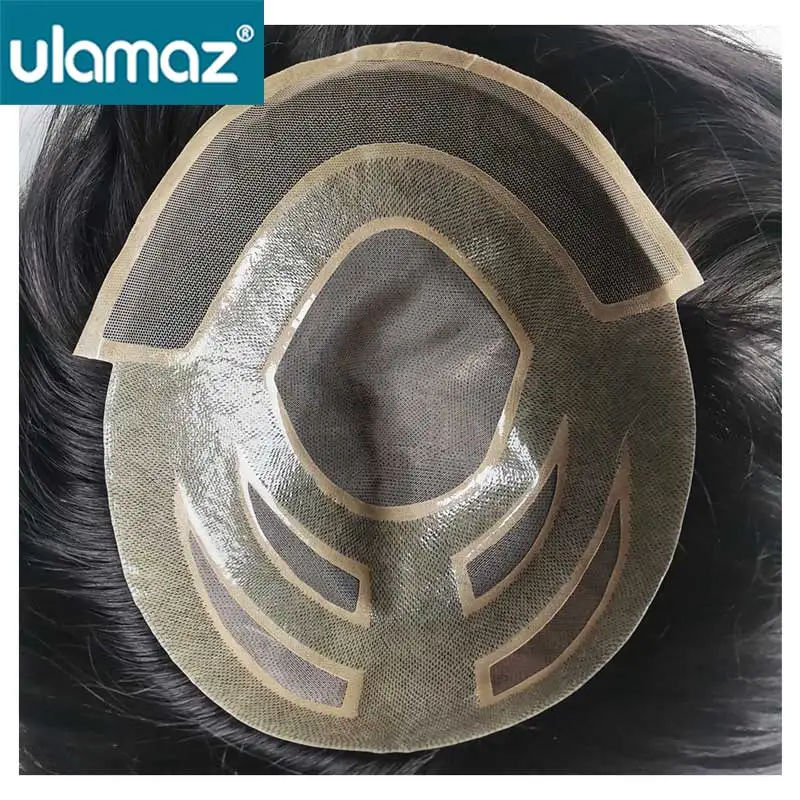 Peluca de cabello humano para hombres, postizo de encaje frontal Mono, Versalite tupé, prótesis de cabello masculino, unidad de sistema de cabello,