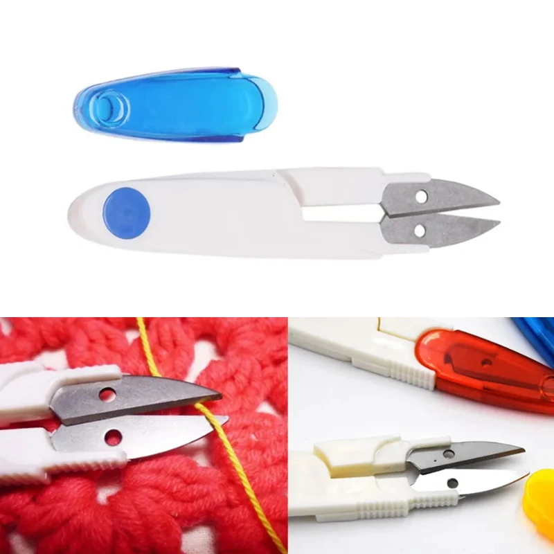 U-shaped Small Scissors Household Scissor with Cover Small Cut Thread Cutting Sewing Supplies Tools