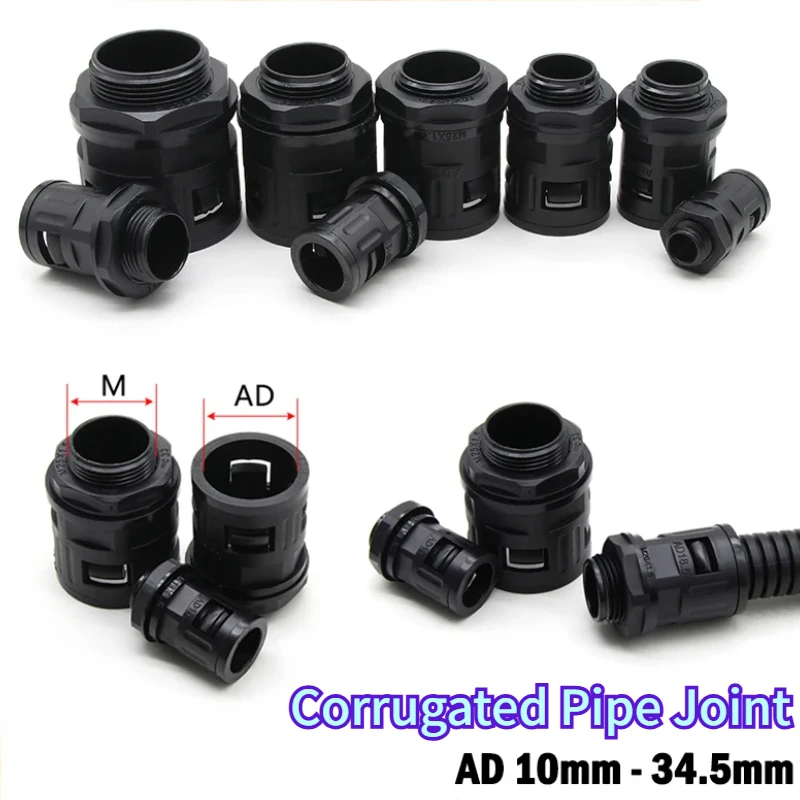 

Nylon Pipe Joint End Fittings AD10 AD13 AD15.8 AD18.5 AD21.2 AD25 AD28.5 AD34.5 Plastic Bellows PP Corrugated Tube Connectors