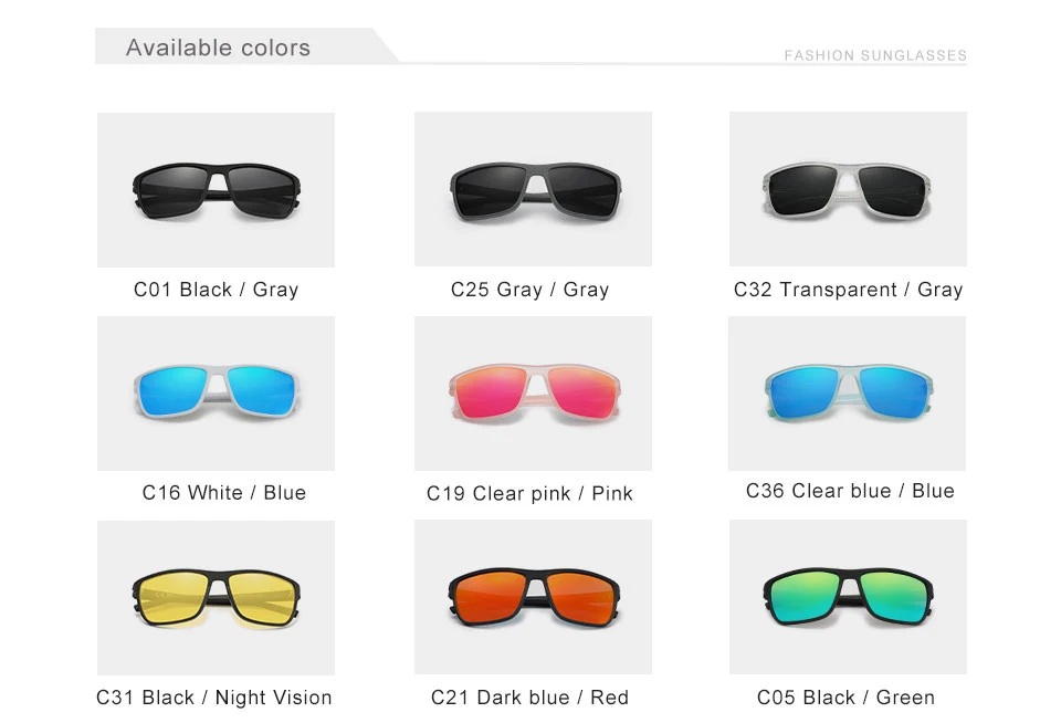 Ninesun polarisierte sonnenbrille männer neue mode frauen fahren große rahmen brille uv400 sport blend freie nachtsicht brillen – Detail 4