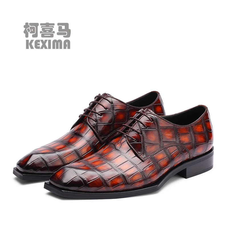 

CWV manual Men dress shoes crocodile Leather shoes male Leather shoes business Dress shoes Men formal shoes Brush color