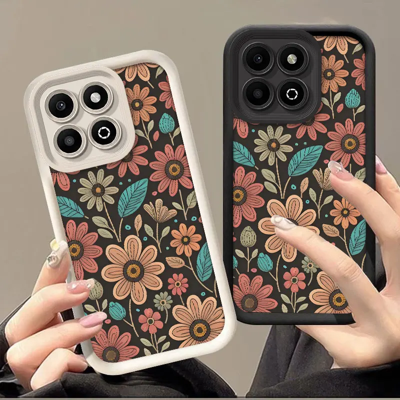 حافظة سيليكون مرنة لهاتف Honor 400 Smart 5G X7d غطاء حماية مقاوم للصدمات زهور طباعة نمط غطاء Funda #1