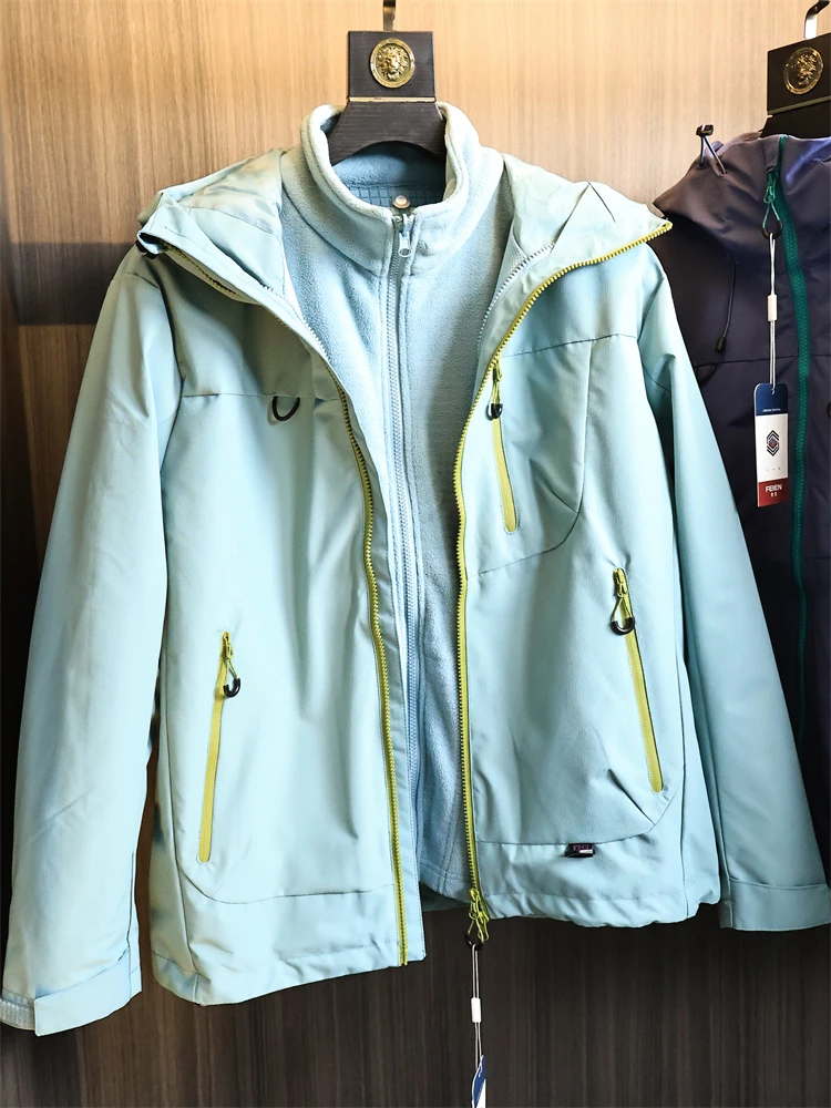 

Мужская футболка в одном с капюшоном на подкладке, осенне-зимнее водонепроницаемое ветрозащитное дышащее повседневное пальто с подставкой