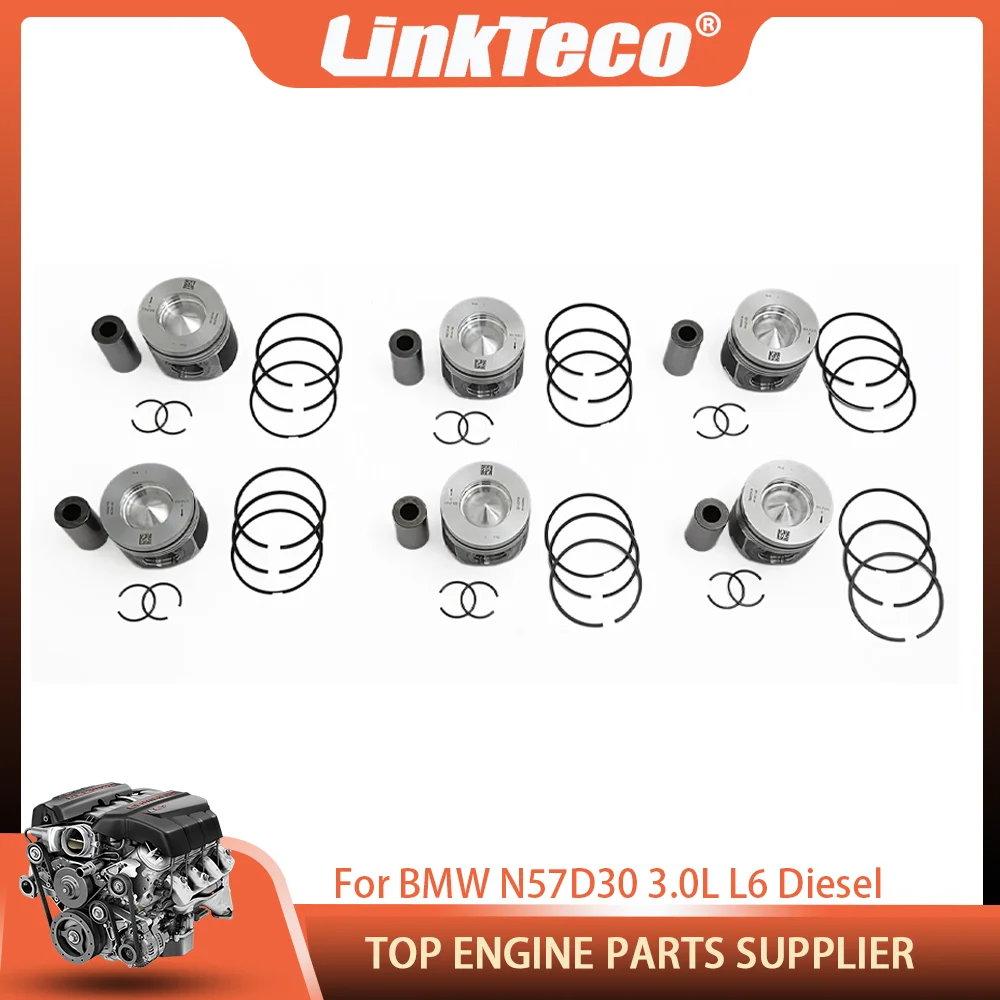 

N57D30 Engine Parts 6Pcs Piston & ring Kit Fit BMW 3.0 L6 Diesel For BMW 330d 335d 430d 435d 530d 640d X3 X4 X5 X6 11257805329