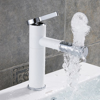 Chrome White Bathroom Faucet Basink Sink Faucet Deck Mounted Rotating Spout Bathroom sink Mixer Taps Single Handle Tap