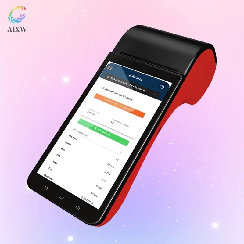 AIXW 5.5 Inch Touch Screen POS Terminal Android 8.1 Receipt Printer Handheld Point of Sale Machine with Android 11 Version