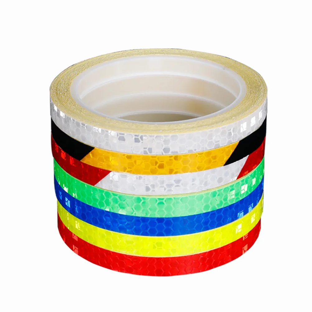 

7pcs Wheel Reflective Stickers Waterproof Accessories Tape Safety Stickers for Motorcycles Bicycles (1cm Width, 8m Length)