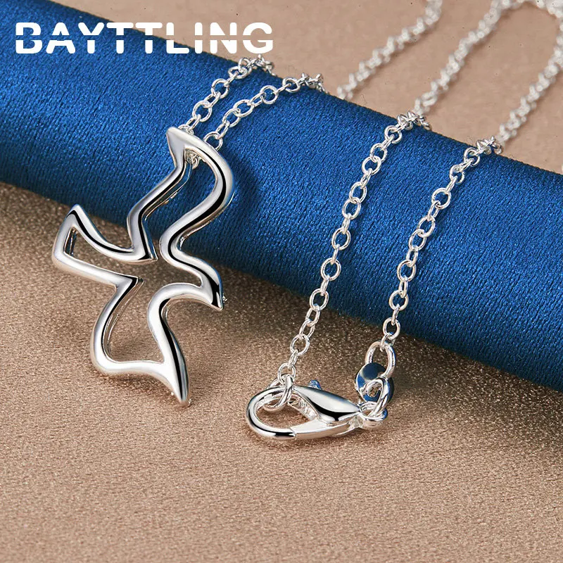 New Fine 925 Sterling Silver 16-30 Inches Cute Bird Necklace For Women Men Charm Wedding Gifts Accessories Fashion Jewelry