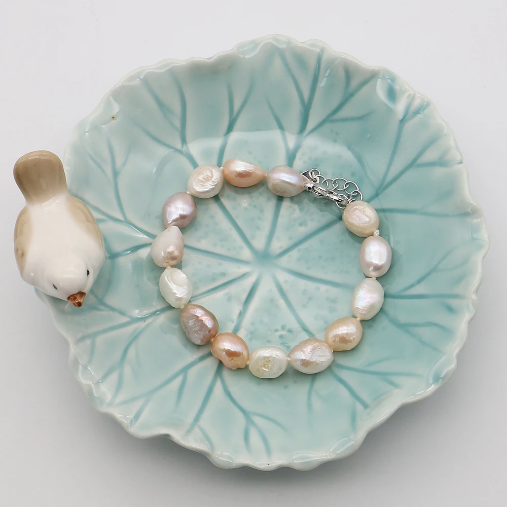 

Niche Exquisite Natural Freshwater Colorful Baroque Pearl Beads 9-10mm Bracelet Light Luxury Jewelry Accessories Gifts 1strand