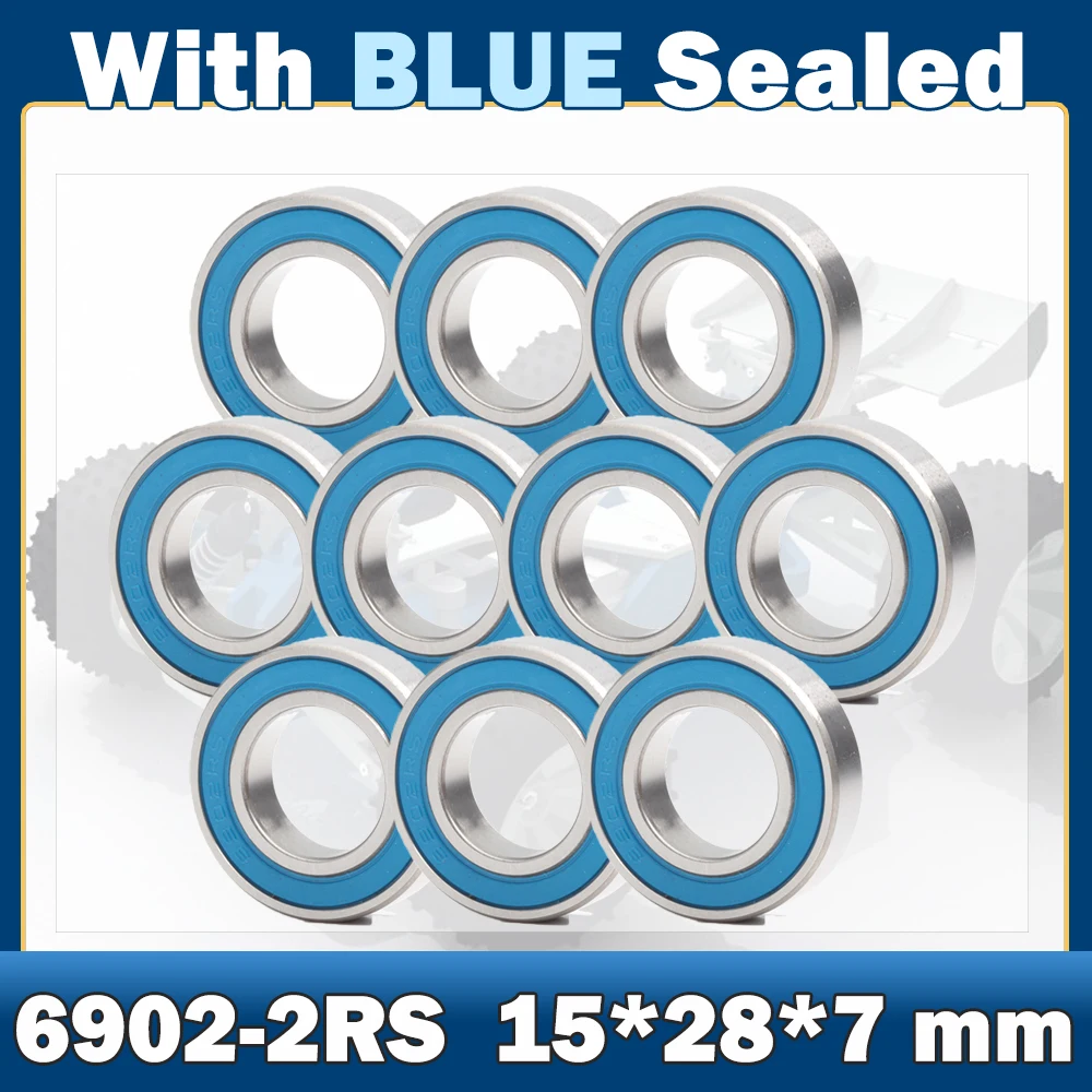 6902RS Bearing ( 10 PCS ) 15*28*7 mm ABEC-7 Hobby Electric RC Car Truck 6902 RS 2RS Ball Bearings 6902-2RS Blue Sealed