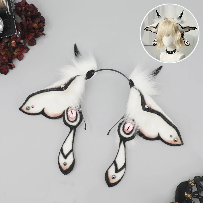 

Halloween Devil Fantasy Creatures Furry Ear Headband Animal Moth Ears Fursuit Headwear Cosplay