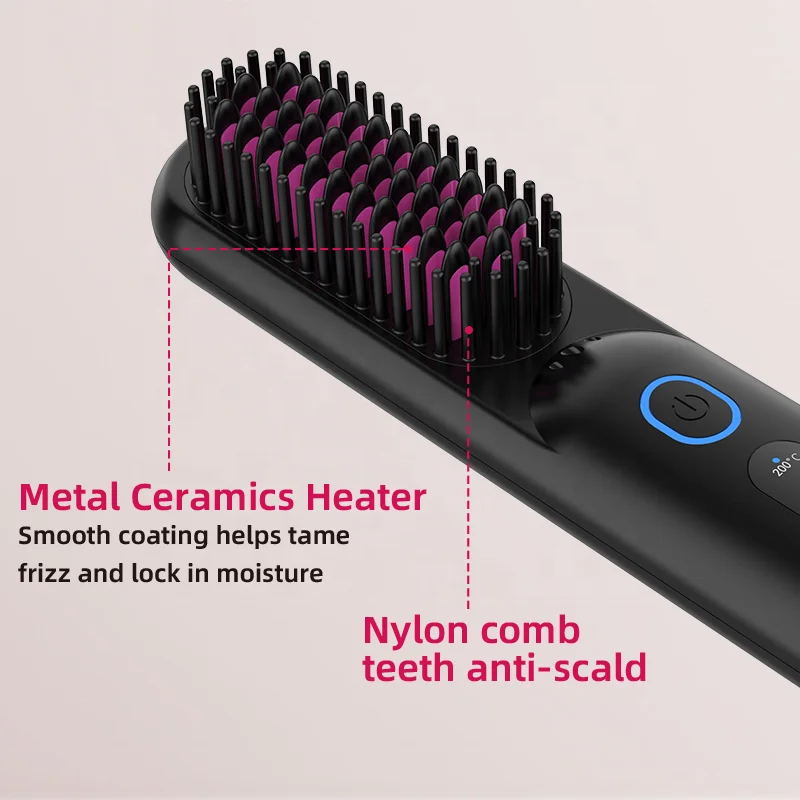 Huge Discount Premium Mch Rechargeable Negative Ion 5200mah Electric Cordless Wireless Hair Straightener Comb for Curly Hair