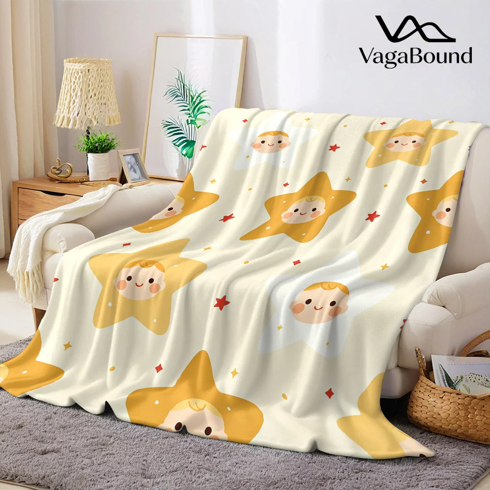 Cute Star Child Christmas Flannel Blanket Warm Soft Halloween Christmas All-Season Couch Decorative Cozy Warm Gift