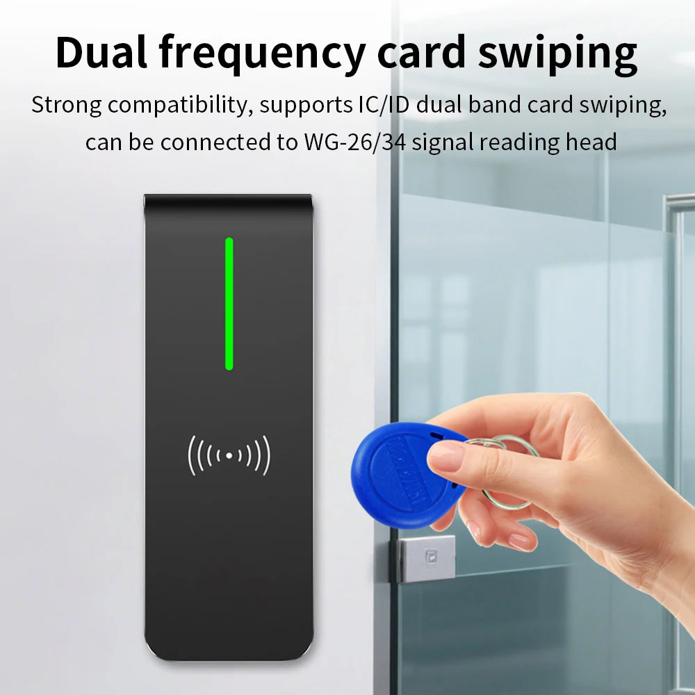 Image of 125KHz 13,56MHz Dualer RFID-Leser IC ID-Karte Wiegand WG26 WG34 IP67 Wasserdichter Zutrittskontroll-Näherungsleser D0 D1