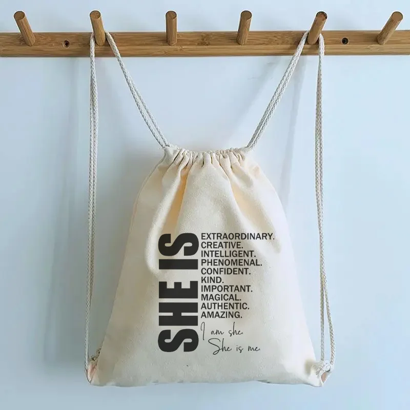 

I Am She She Is Me Drawstring Bag - Women'S Fashion Commuter Fitness Bag, Unisex Casual Drawstring Bag