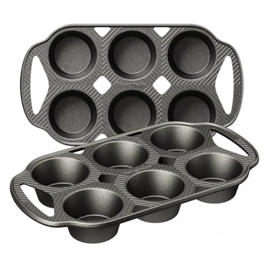 

Набор чугунных форм для маффинов Everline Collection, 6 ячеек, без покрытия, нетоксичные, предварительно пропитанные, антипригарные формы для кексов