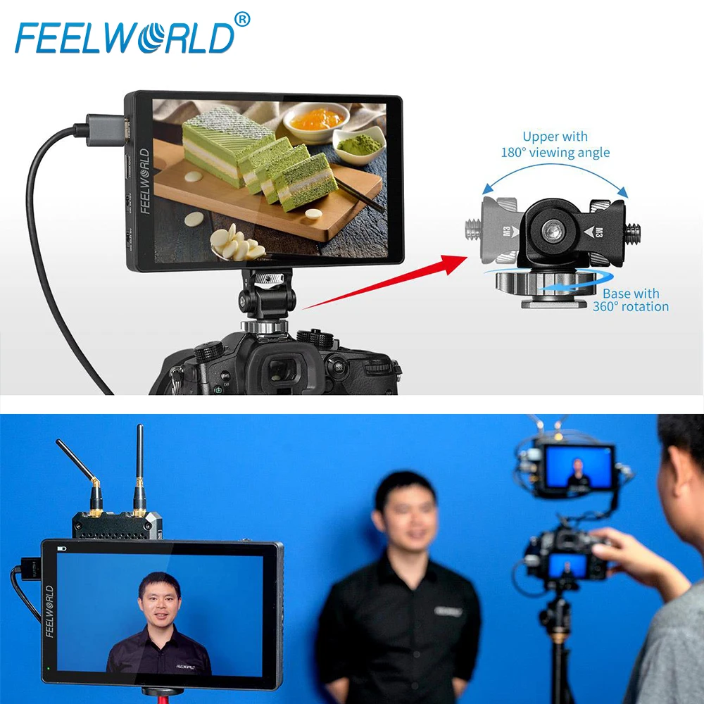 FEELWORLD F7 PRO 7 "IPS Touch Screen3D LUT DSLR Monitor de diretor de campo na câmera HDMI 4K 60Hz HD com painel de alimentação externo F970
