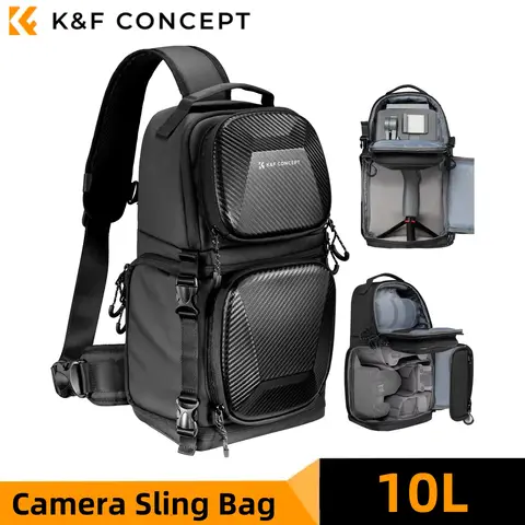 K&F Concept 10L 카메라 슬링 백 하드쉘 사진 작가 숄더 백 크로스 바디 백팩 카메라 가방 Sony Canon Nikon DSLR 용