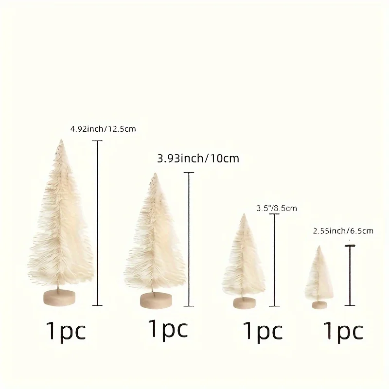 4pcs/Set Mini Pine Christmas Tree Artificial Tabletop Decorations Festival Plastic Miniature Trees New Year Decorations For Xmas