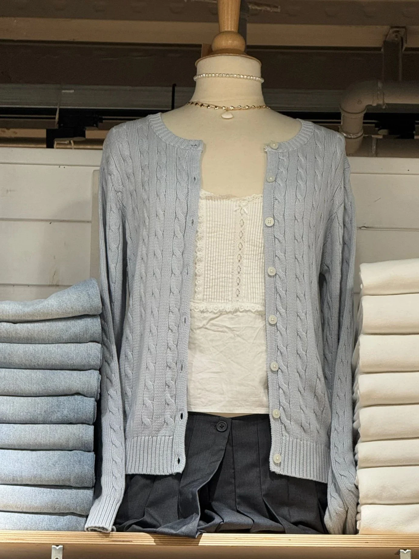 

Twisted Flower Blue Woman's Sweater Cardigan Long Sleeve Single Breasted Sweater Coat Autumn All-match Sweet Cotton Knitwear