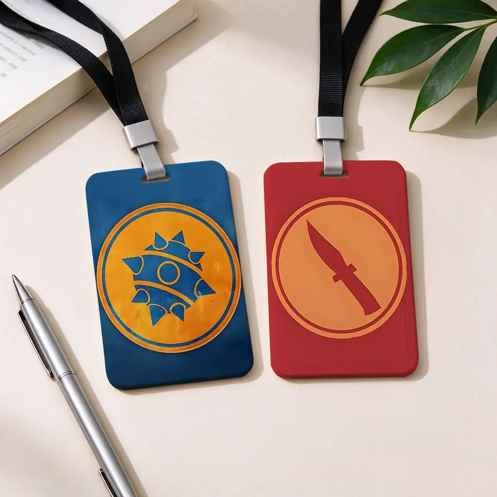 Red And Blue-D-Demoman Emblem NFC Contactless Sliding Card Sleeve For Student Cards, Bus Cards, ID Cards, And Work Permits