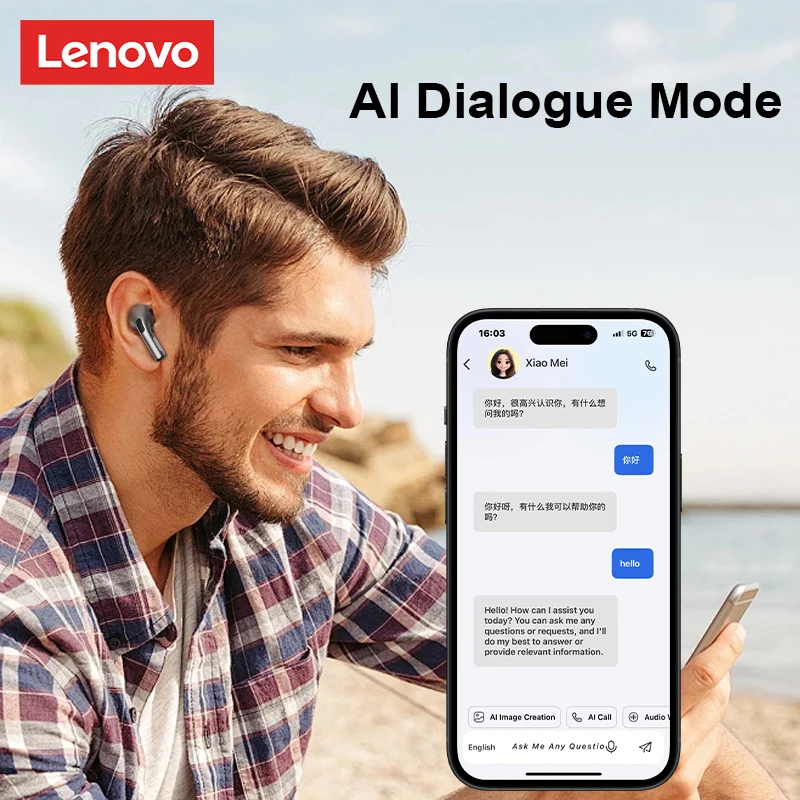 선택 Lenovo LP5 PRO AI 이어폰 다국어 즉시 번역 Bluetooth 5.4 헤드셋 낮은 대기 시간 라이브 녹음 이어 버드