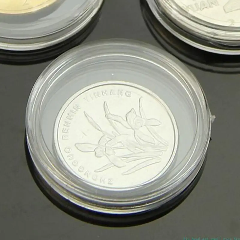 581C 10pcs 25mm Applied Clear Round Cases Coin Storage Capsules Holder Round Plastic