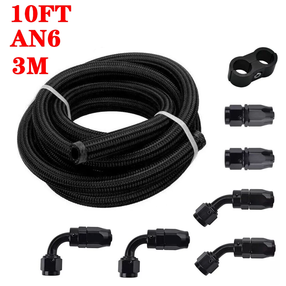 

Black Racing Car 3M 10ft AN6 6AN Stainless Steel Braided Fuel Line + Oil Gas Fuel Hose End Fitting Auto Parts & Accessories