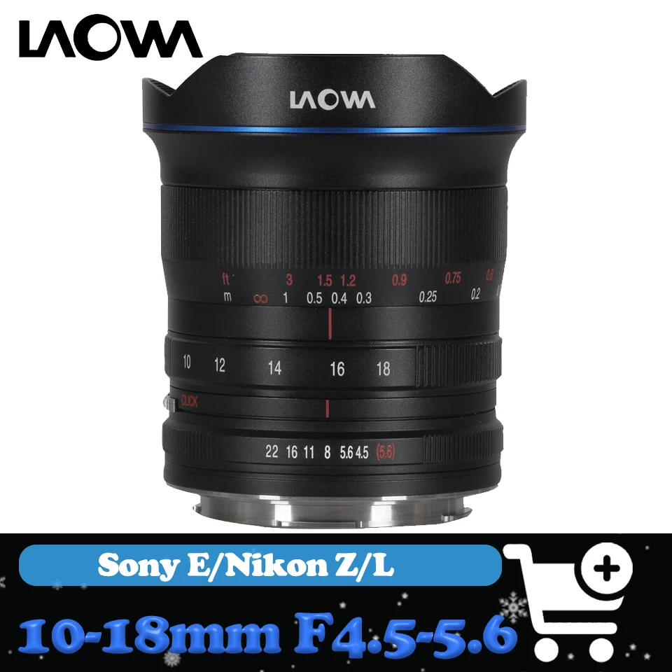 

Полнокадровый сверхширокоугольный зум-объектив Laowa 10–18 мм F4,5–5,6 с ручной фокусировкой для объектива Sony E Nikon Z и L-образным креплением