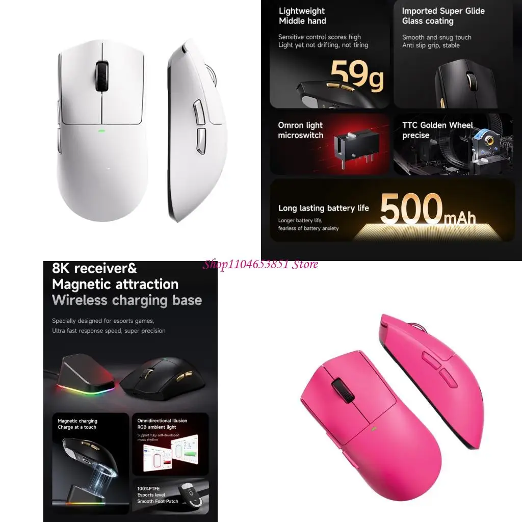Fast Speed 8K Polling Wireless Mouse Low Latency for Competitive Gaming Play 