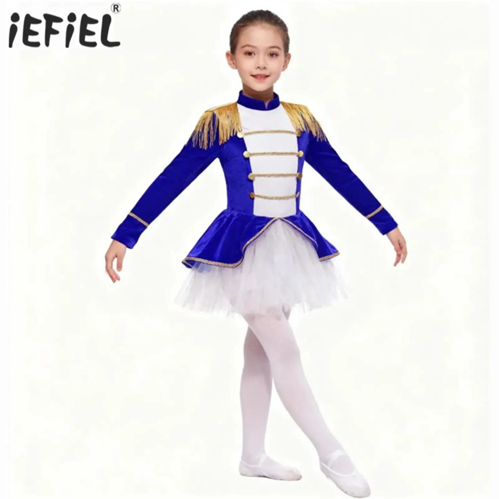 

Girls Lion Tamer Circus Ringmaster Cosplay Costume Long Sleeve Marching Band Showman Tassel Epaulet Mesh Tutu Leotard Jumpsuit