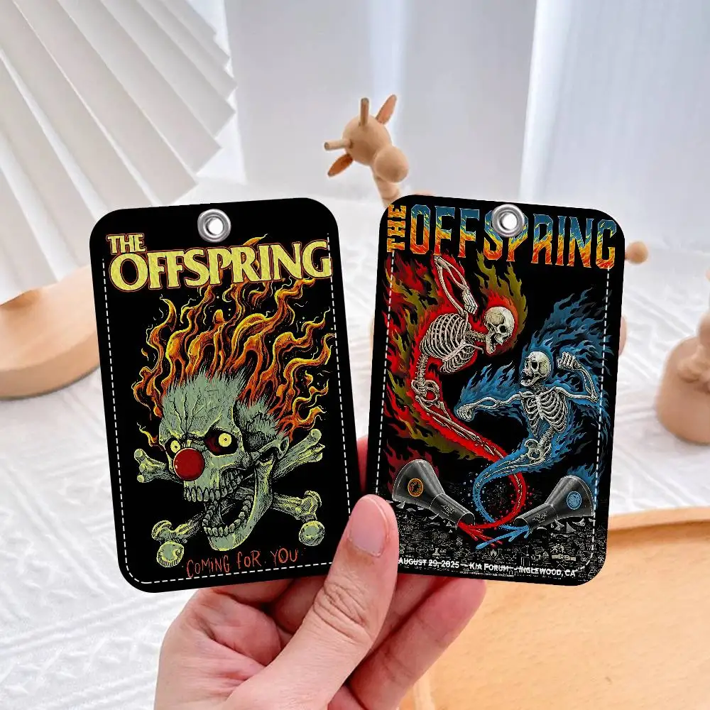 Modern Rock Band T-The O-Offspring Pop Punk Style PU Access Card Holder with Keychain - Executive Protection for Bank card