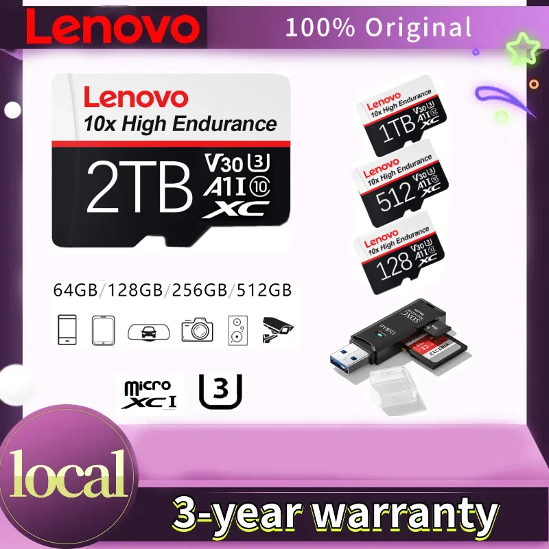 

Lenovo 2TB High Speed SD Card 512GB Micro TF Memory Card 1TB Micro SD Card 256GB 128GB TF Card V90 Speed Class 4K Video Recordin