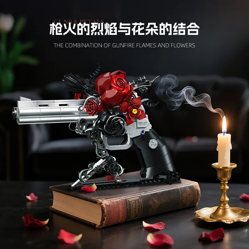 IN MAGAZZINO JJ9218 MOC Idea Revolver militare e Rose Building Blocks Mattoni Modello di assemblaggio Giocattoli per ragazzi Set regalo di Natale