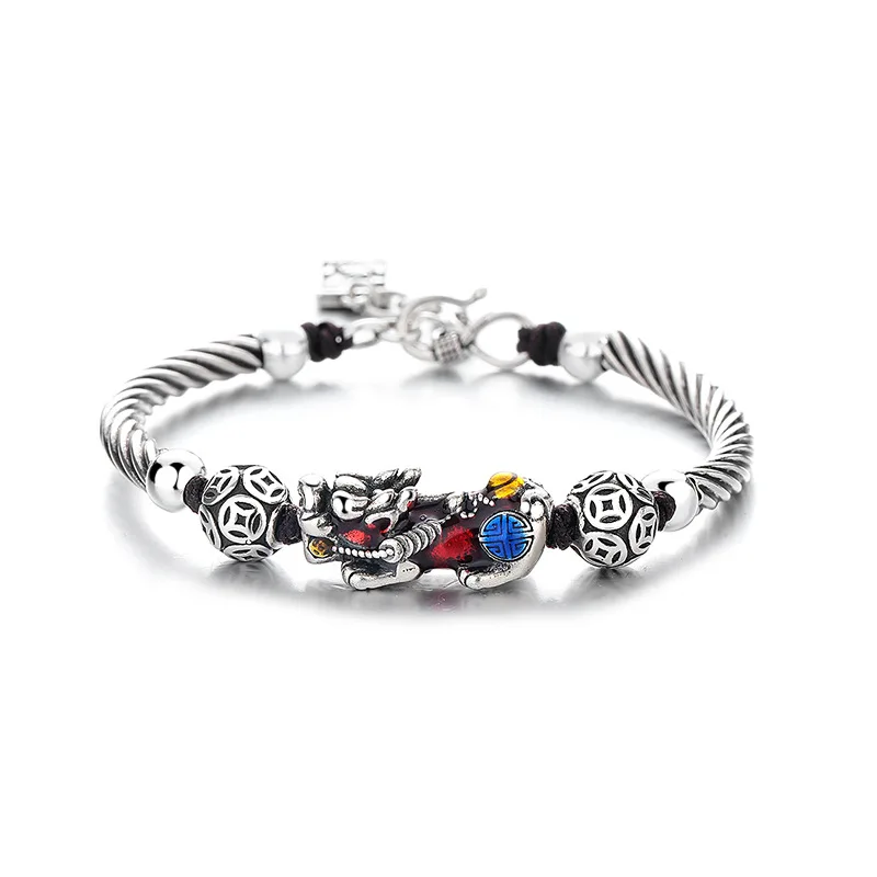 Ethnic Style Relief Coin Bead Pixiu Bracelet For Men Jewelry Vintage Wealth Beast Bracelet Male Hand Accessories Lucky Pendant - Image 5